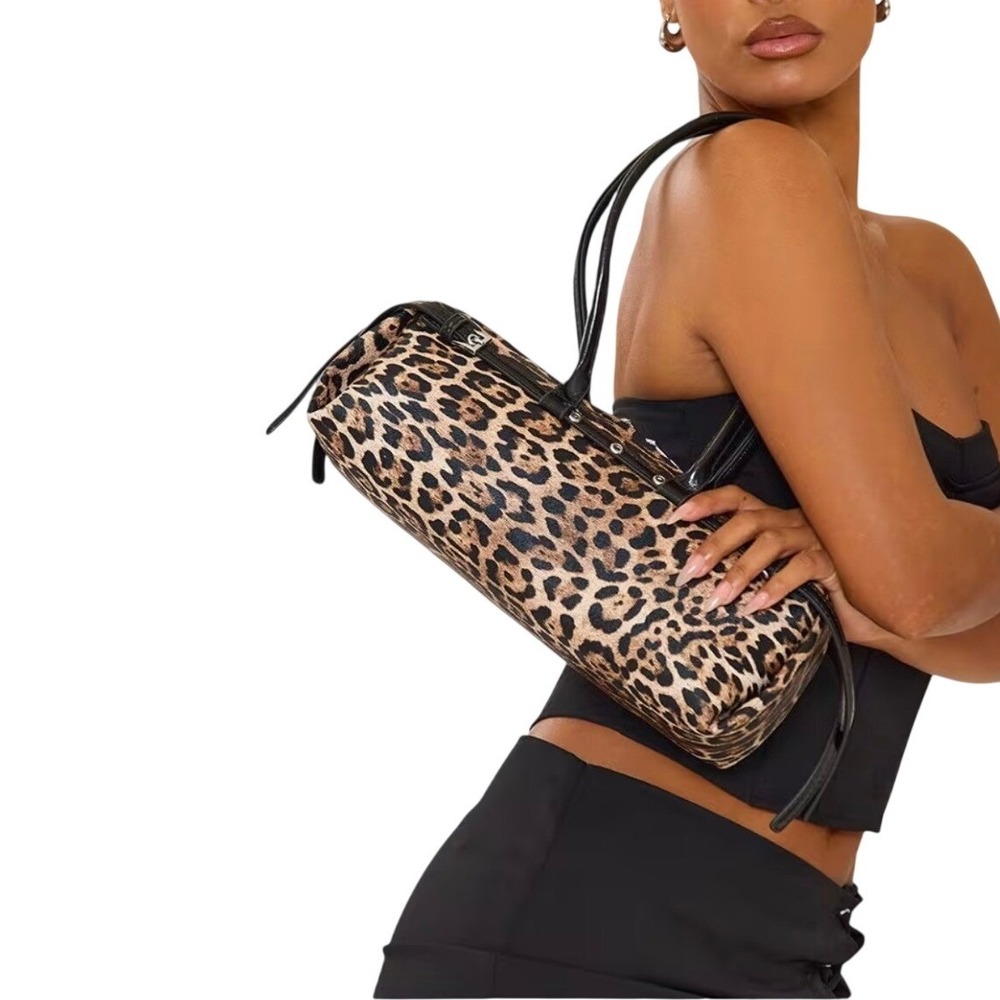 8 Other Reasons Buckle Up Shoulder Bag Leopard Print Revolve Barrel